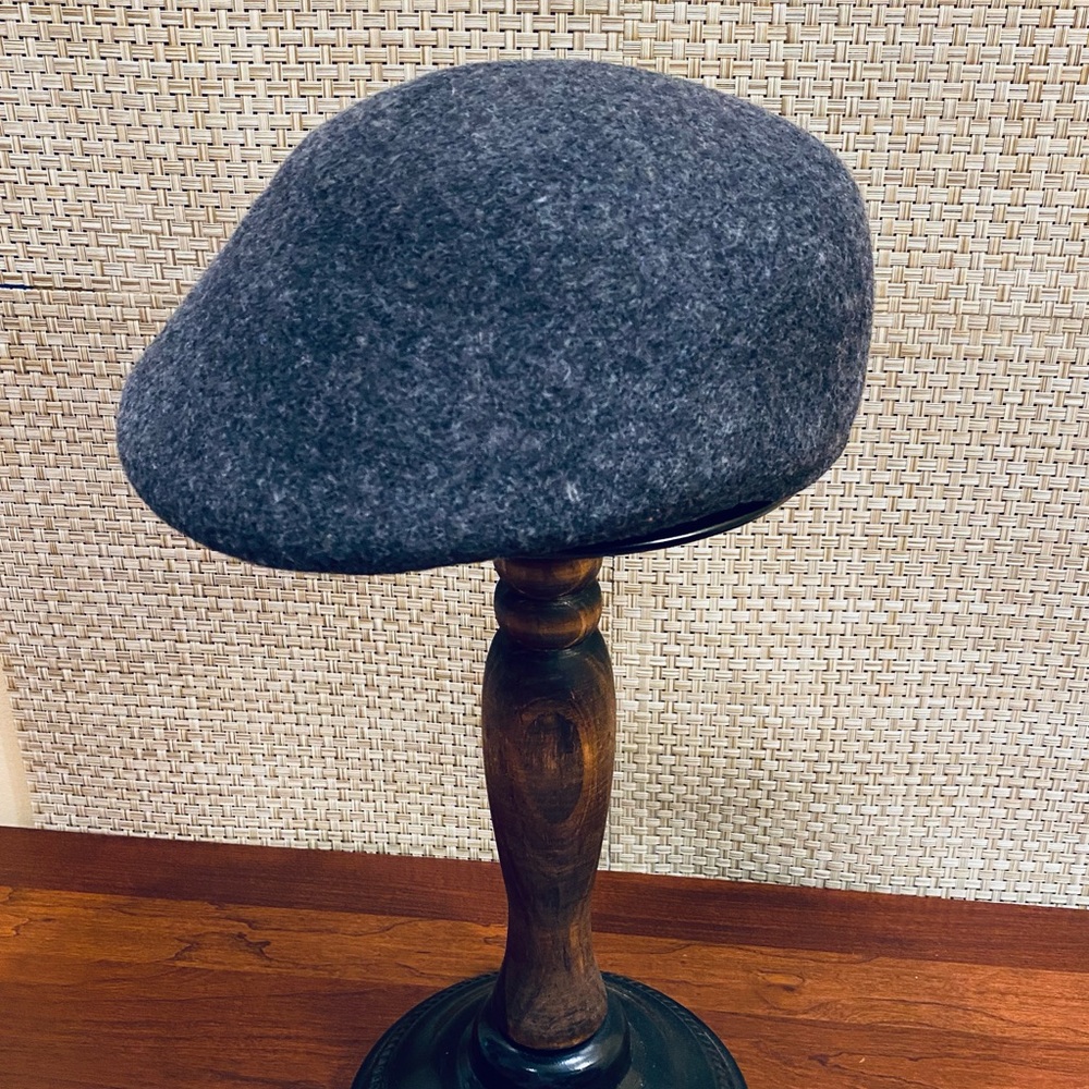 Hpnwot Gray 100% Wool Rounded Flat Cap S/M - image 8